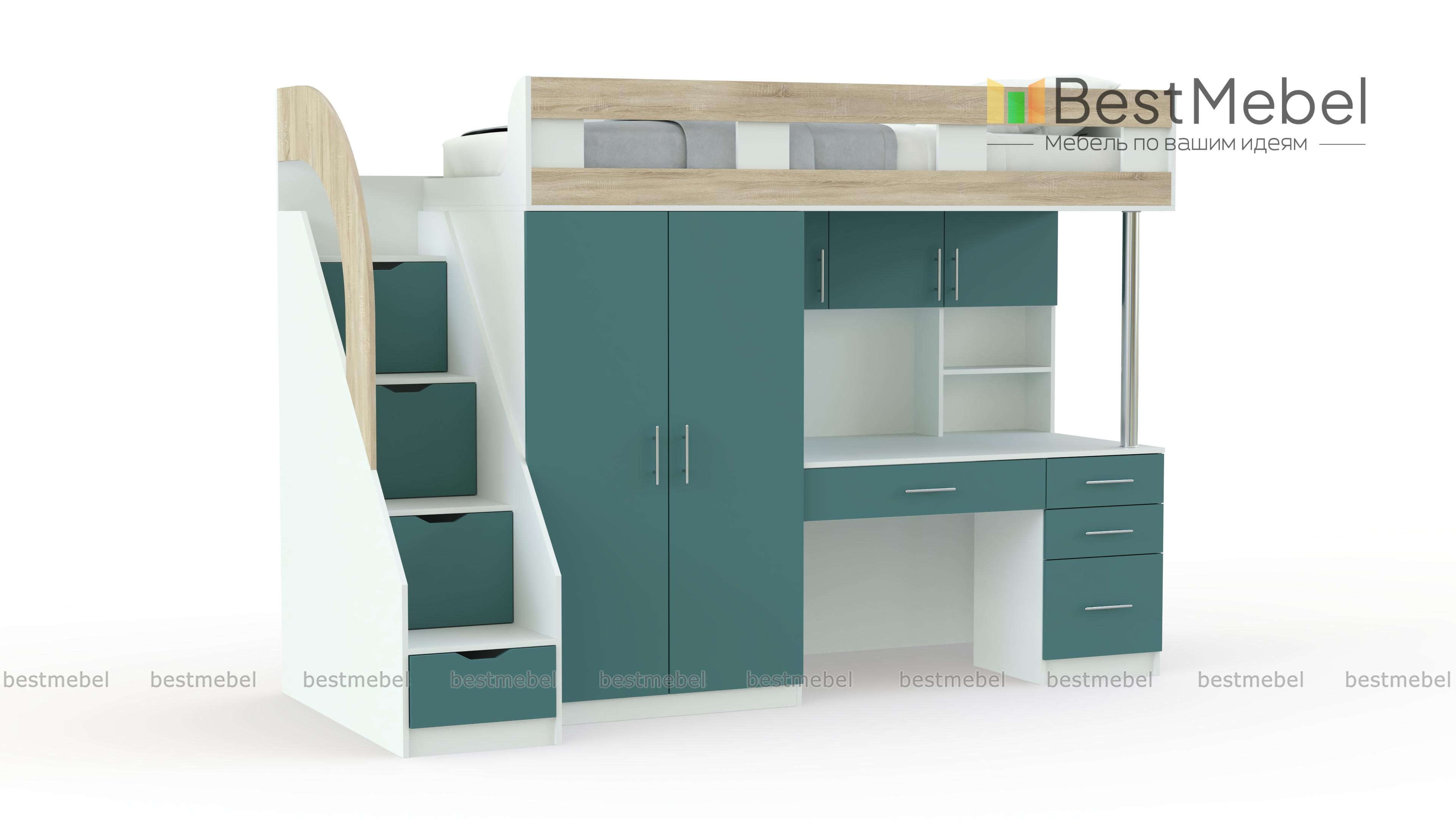 Кровать-чердак с рабочей зоной Мираж 5 BMS - Фото