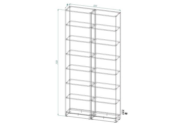 ЭСКИЗ №00000455807 Стеллаж  Барни 02 (1200х2500х280)