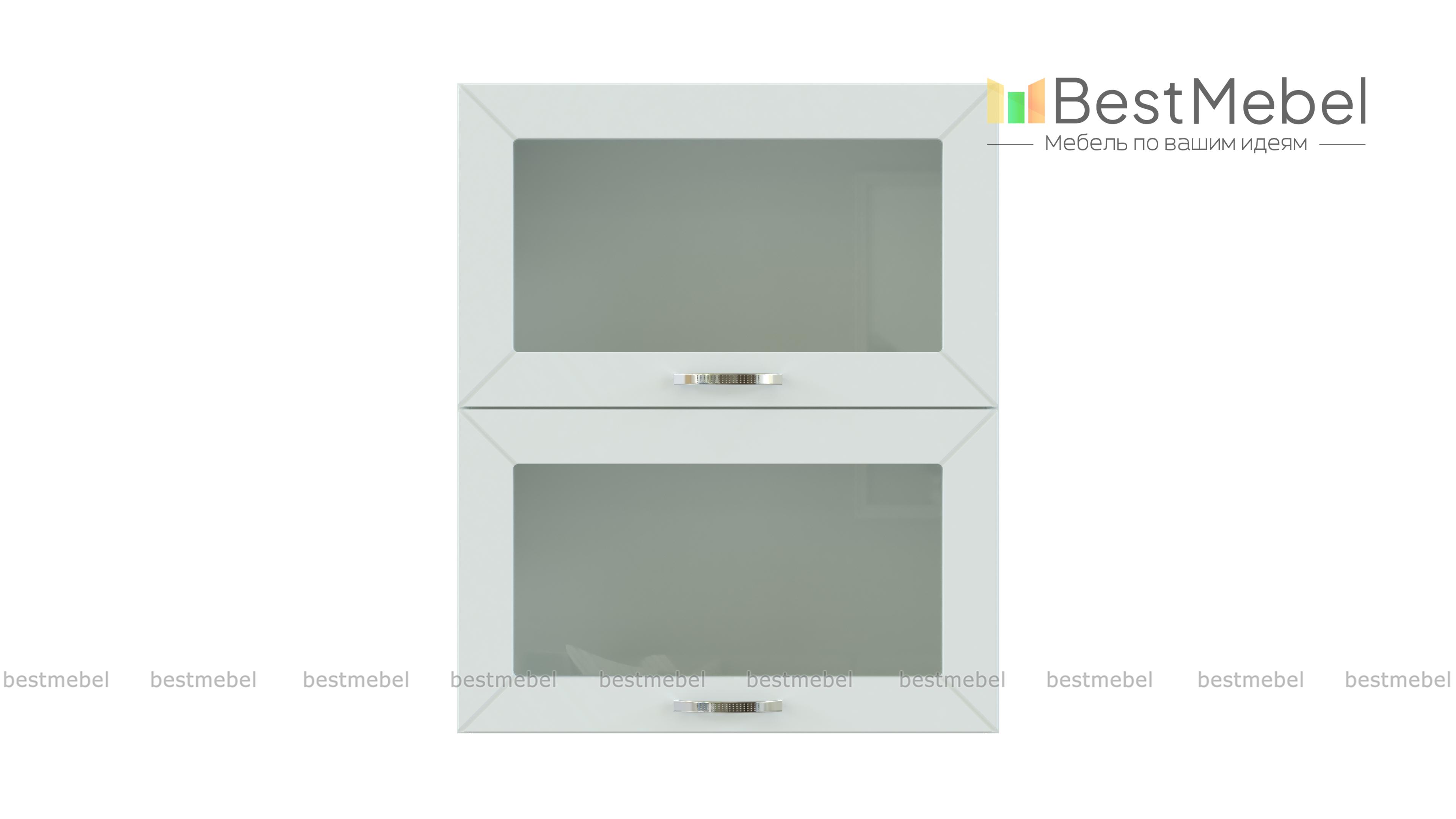 Шкаф антресольный 2 двери со стеклом Агава BMS - Фото