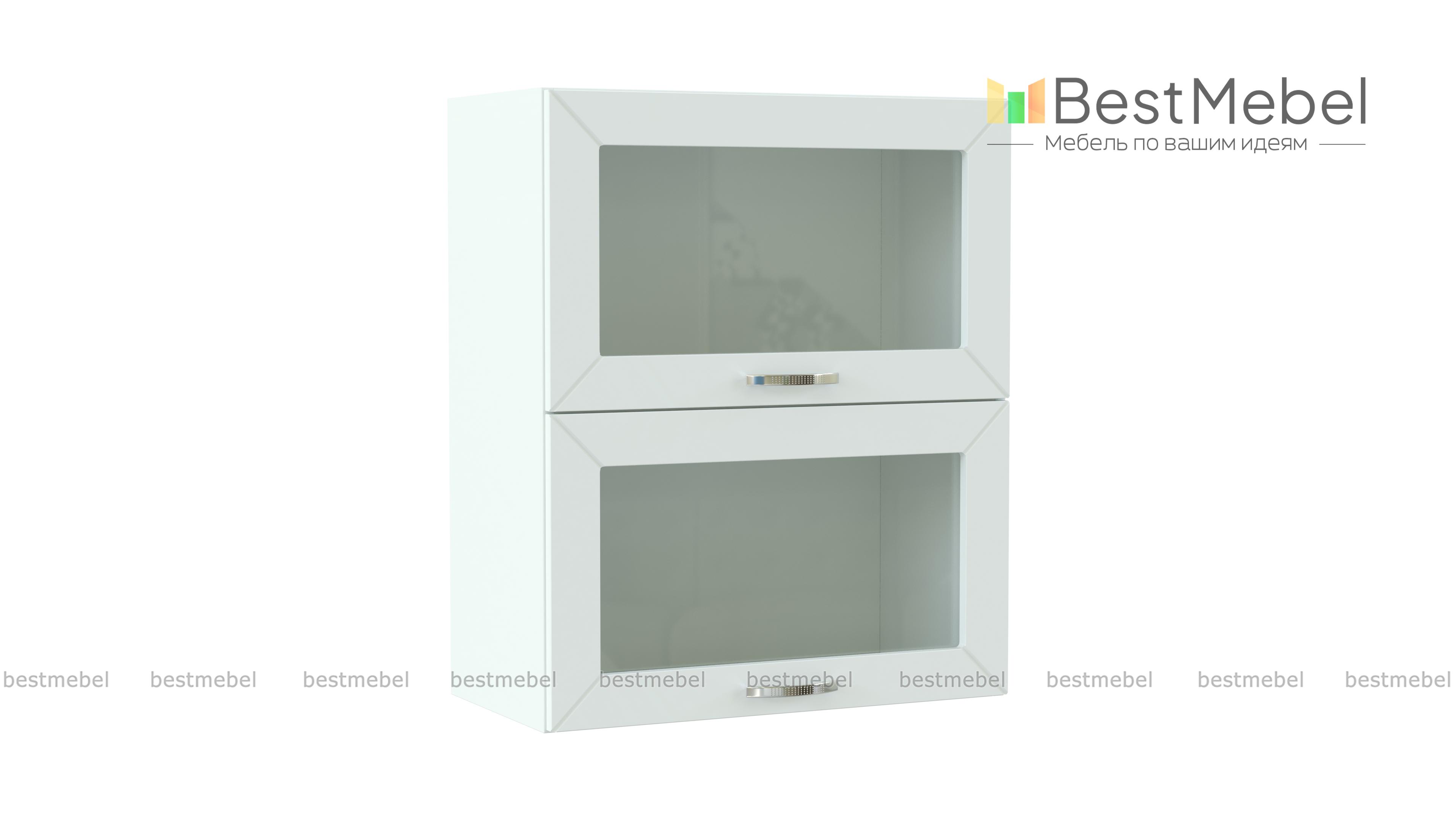 Шкаф антресольный 2 двери со стеклом Агава BMS - Фото